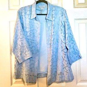 Sheer Floral Burnout Shirt Jacket